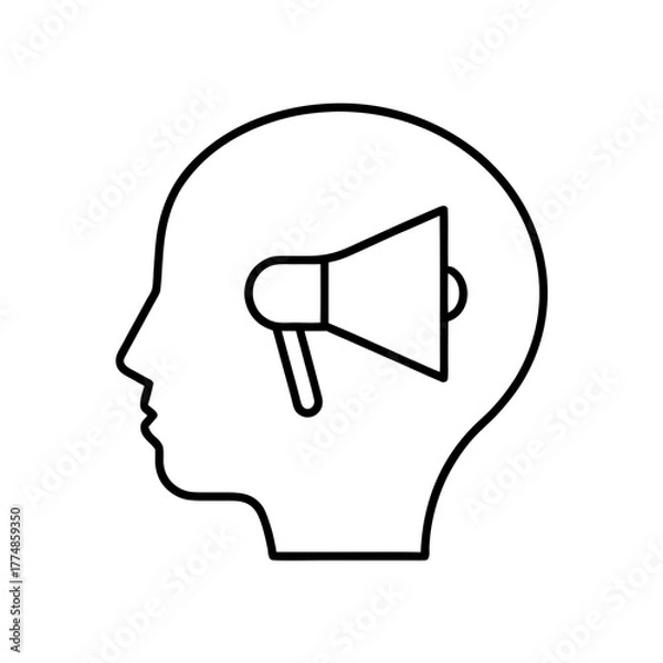 Fototapeta Head with megaphone inside illustration silhouette
