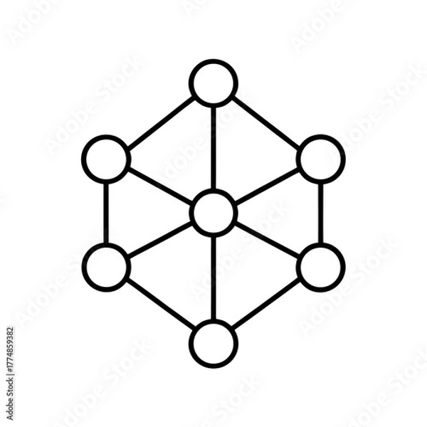Fototapeta Network diagram with circular nodes lines silhouette
