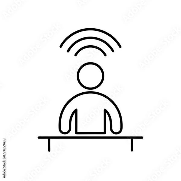 Fototapeta Person with signals above head outline silhouette