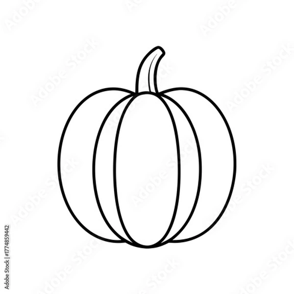 Fototapeta Outline drawing of a simple pumpkin art silhouette