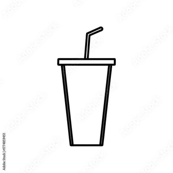 Obraz Outline drawing of a drink with a straw silhouette