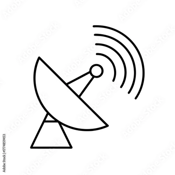 Fototapeta Simple outline of a satellite antenna icon silhouette