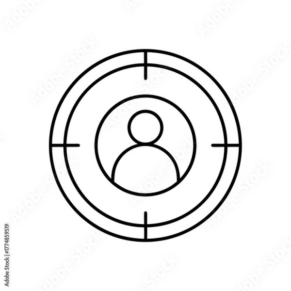 Fototapeta Person inside of a target line drawing silhouette