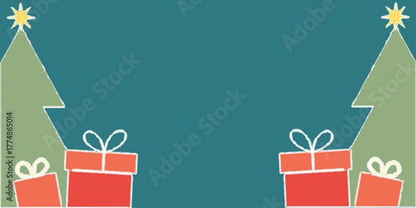 Obraz Holiday Christmas gift box decoration with ribbon and bow illustration