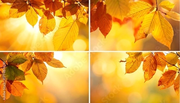 Obraz Autumn Leaves Collage - A Vibrant Display of Fall Colors.