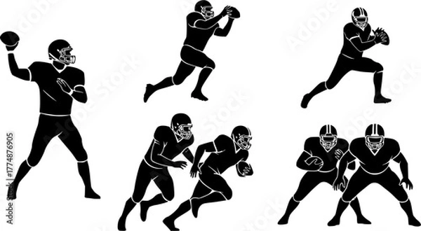 Obraz american football player silhouette vector 