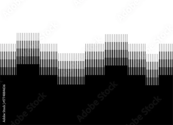 Obraz Smooth Vector transition from black to white for ads, advertising, packaging, wall decor, video. Modern vector background with striped broken columns. Design element with halftone. Texture. Lines