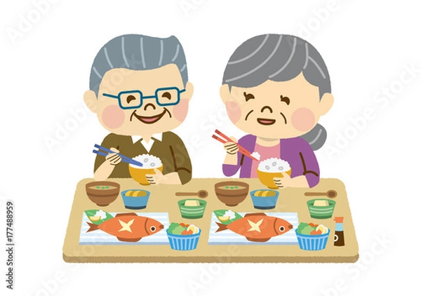 Fototapeta 食事をする夫婦