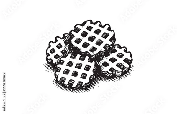 Fototapeta Waffle Potato Chips Hand Drawn Vector | Retro Snack Food Sketch