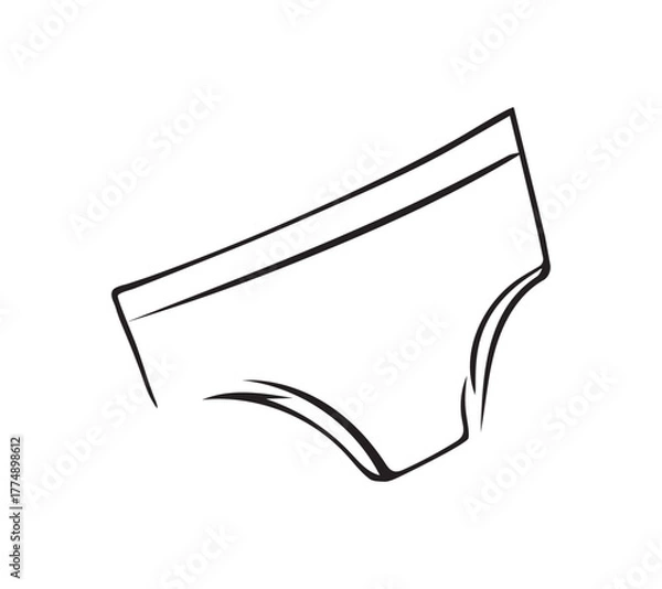 Fototapeta Sketch doodle of Panties. Contour intimate Underwear. Simple outline of fashionable Swimming Trunks. Black and white pencil drawings of clothes and wardrobe. Isolated line art. Vector illustration