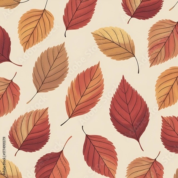 Fototapeta seamless pattern with autumn leaves
