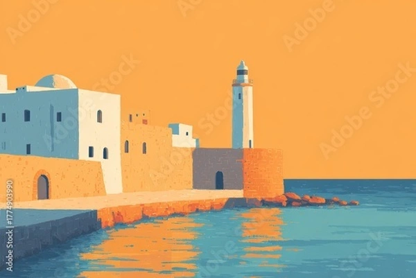 Obraz A lonely lighthouse against a vast empty ocean