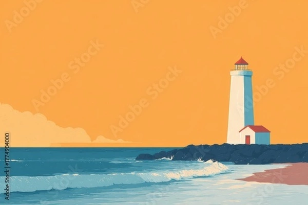 Obraz Lighthouse with a storm approaching over the sea