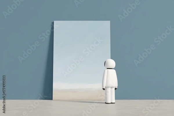 Fototapeta A robot's face with curious wide eyes