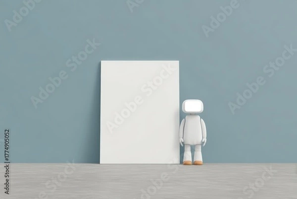 Fototapeta A robot firefighter saving a cat from a tree