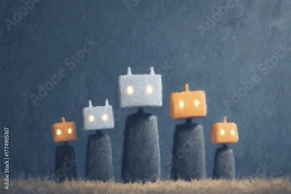 Fototapeta A robot building a tower of blocks like a child