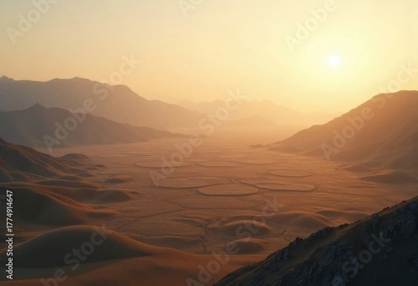 Fototapeta Flat Elevated Tableland Plateau Wonder Capturing Vastness and Unique Geometric Patterns Under Gentle Sky