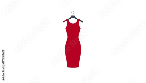 Fototapeta Red dress on a hanger representing elegance and style for special occasions