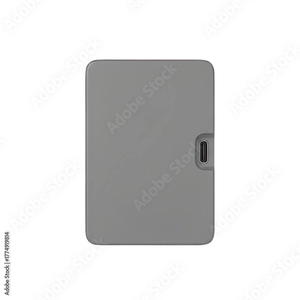 Fototapeta Gray Digital Device with Rounded Corners and USB Port on Transparent Background