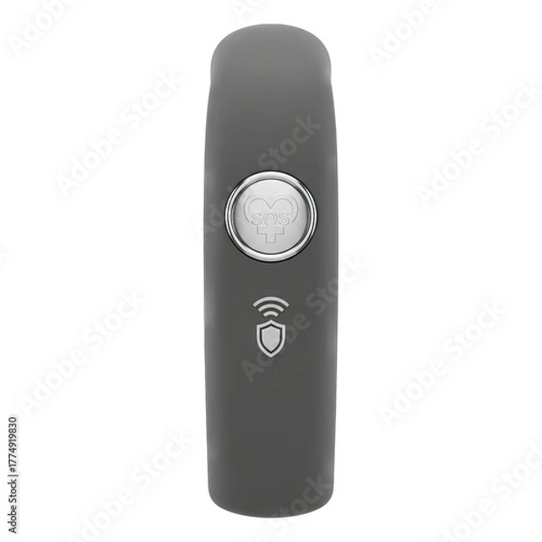 Fototapeta Gray Fitness Tracker Band with Silver Embellishment and Shield Icon for Connectivity and Security on Transparent Background