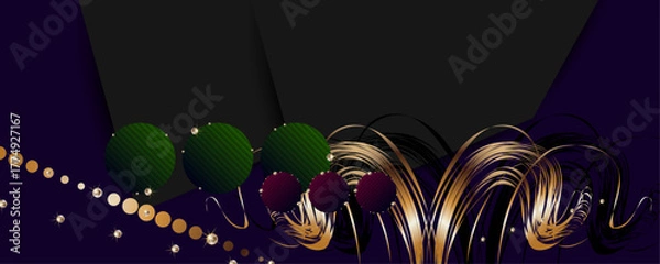 Fototapeta Christmas Festive, elegant, shiny gold design black background abstract shiny color golden