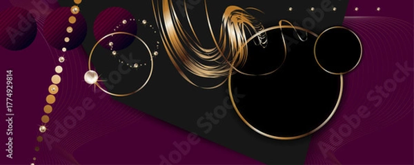 Fototapeta Christmas Festive, elegant, shiny gold design black background abstract shiny