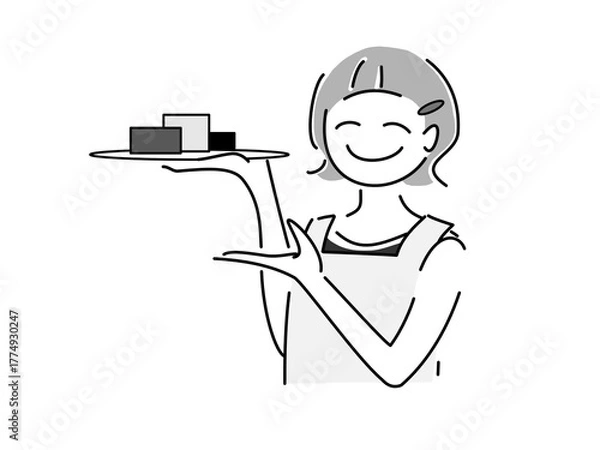 Obraz 商品の紹介をしている女性の店員さん　png