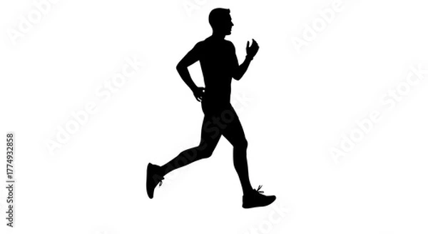 Fototapeta Dynamic outline silhouette of a runner in motion, capturing the essence of athletic form with a focus on posture, knee angle, and arm swing arc, perfect for sports, fitness, and health-related