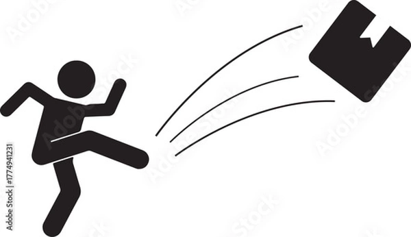 Obraz A pictogram of a person kicking a box away