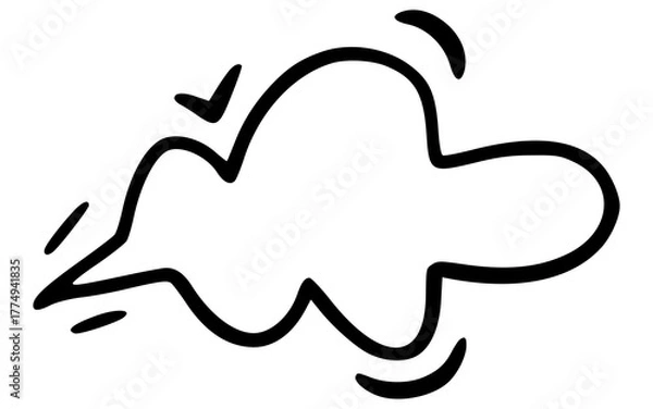 Fototapeta Stylized Hand Drawn Stinky Cloud Shape Doodle Vector for Comic Dialogue