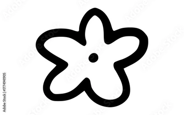 Fototapeta Unique Hand Drawn Abstract Four-Petal Flower Doodle Vector Symbol