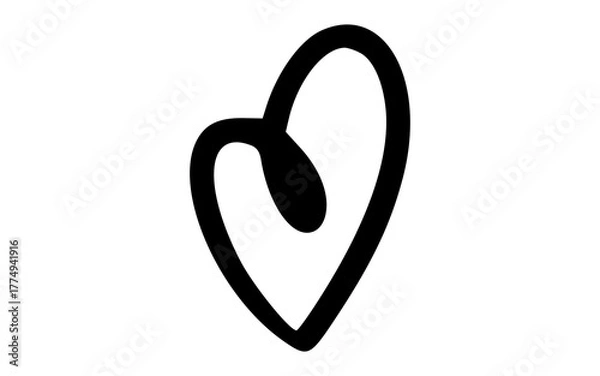 Fototapeta Organic Hand Drawn Looped Core Heart Outline Doodle Vector