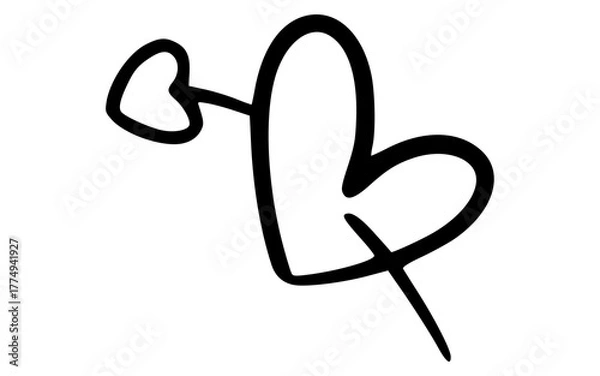 Fototapeta Cupid Arrow Shooting Through Heart Doodle Vector Illustration