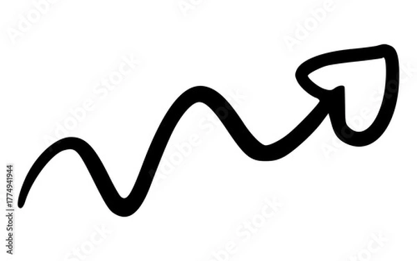 Fototapeta Wavy Hand Drawn Heart Tip Directional Arrow Doodle Vector