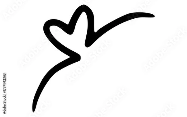 Fototapeta Abstract Hand Drawn Dynamic Heart Trail Swirl Doodle Vector