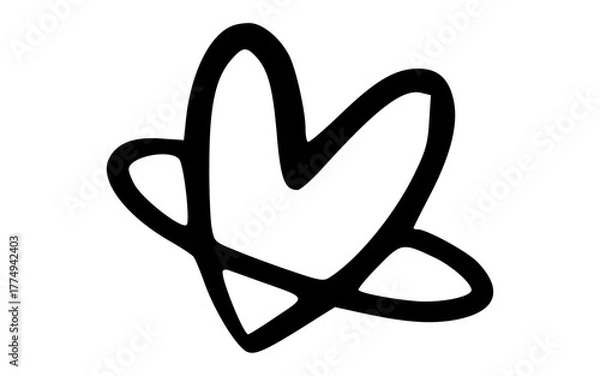 Fototapeta Decorative Hand Drawn Heart with Abstract Ring Element Doodle Vector