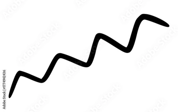 Fototapeta Hand Drawn Continuous Wavy Zigzag Line Doodle Vector Divider