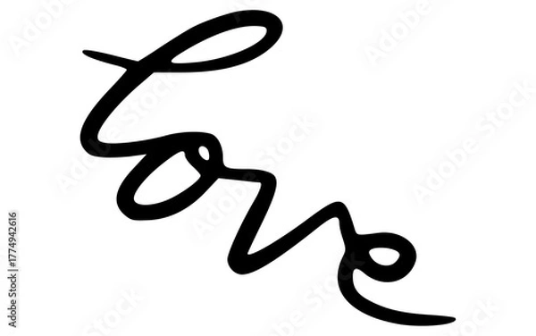 Fototapeta Hand Drawn Love Typography Word with Heart Element Doodle Vector