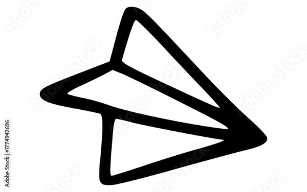 Fototapeta Minimalist Hand Drawn Outline Paper Airplane Doodle Vector Icon
