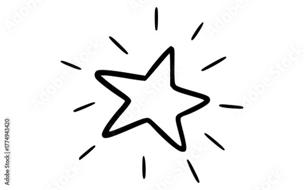 Fototapeta Hand Drawn Eight Ray Sparkling Star Doodle Vector Icon