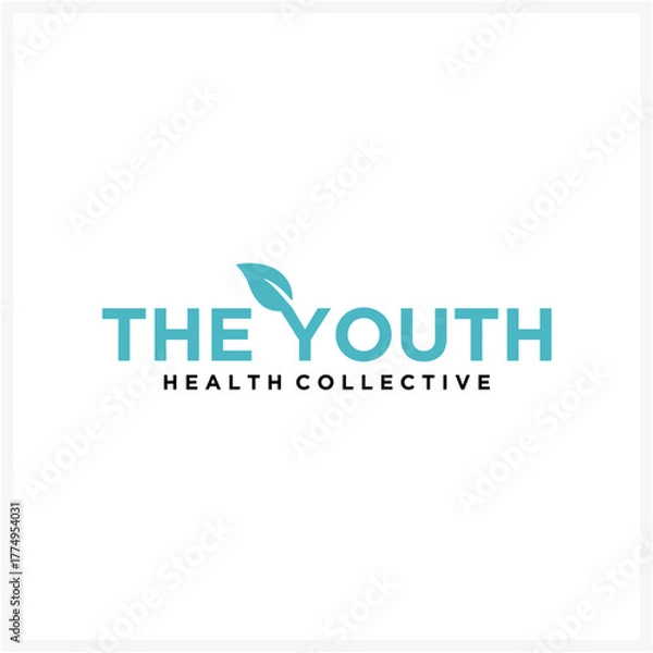 Obraz Youth Health Collective Logo with Leaf Accent - Modern and Minimalist Design