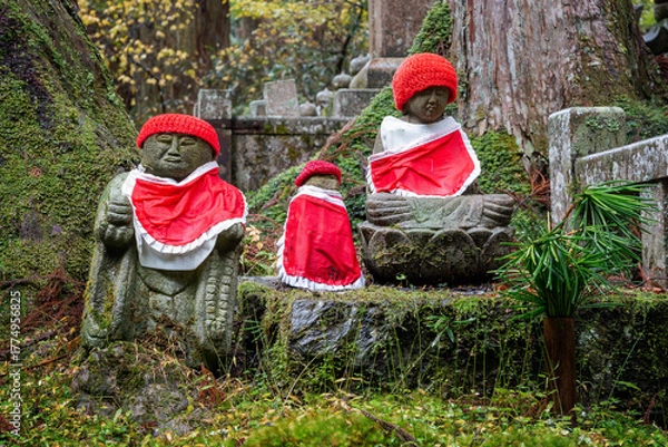Fototapeta It is considered the largest cemetery in Japan, with more than two hundred thousand graves and memorial monuments. It is located on the sacred Mt. Koya and is immersed in a forest of tall conifers.