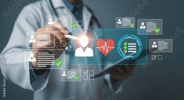 Obraz Digital Health Monitoring Technology with Medical Data Interface and Doctor Interaction in Clinical Environment