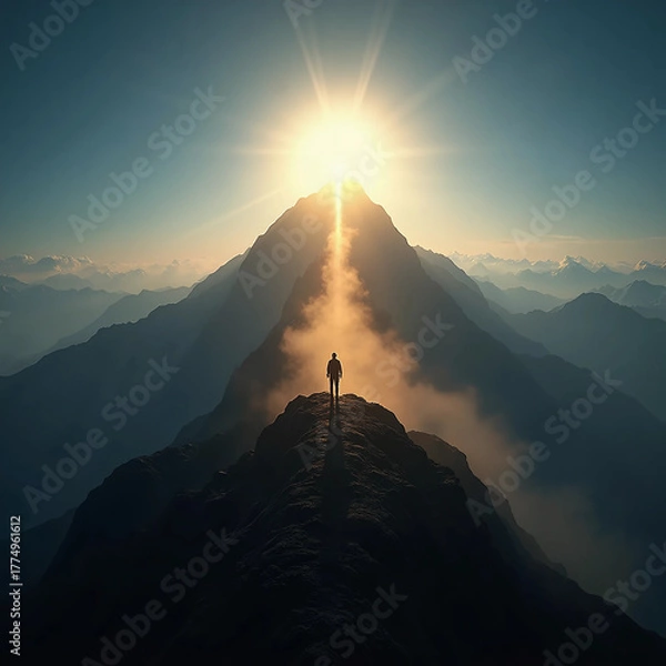 Obraz sunset over the mountains