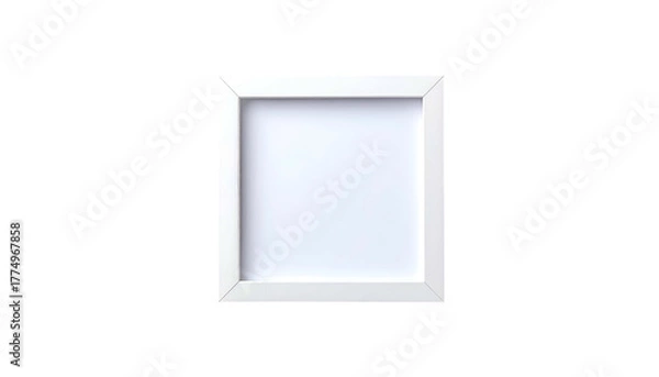 Fototapeta Square white picture frame against a black background, centered and empty