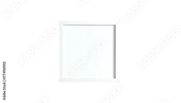 Fototapeta A simple, empty white square picture frame against a stark black background