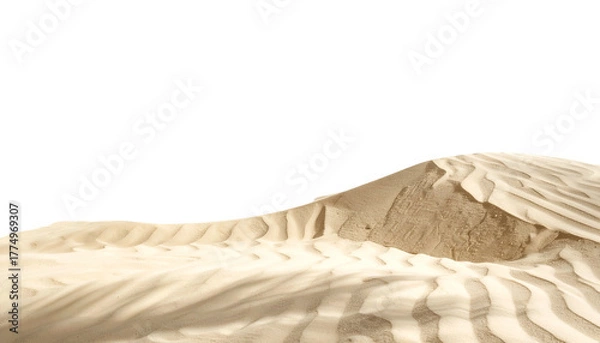 Fototapeta A stark composition of a sand dune edge against a solid black background