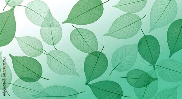 Fototapeta Green leaves pattern background with a fresh and natural feel, perfect for spring designs