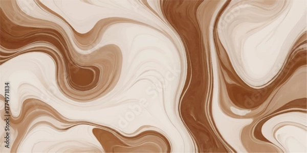 Fototapeta Seamless pattern of dark melted chocolate with a flowing liquid swirl texture for a sweet brown dessert background design