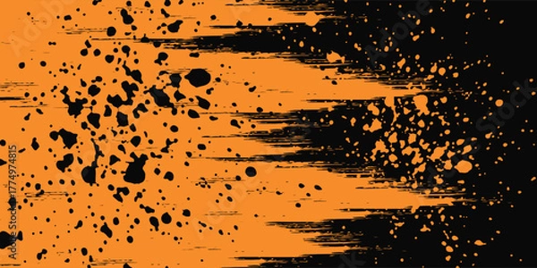 Fototapeta orange black brush Car sticker wrap pattern banner abstract sporty lines black orange color combination grunge brush modern pattern racing motorsport vector design.